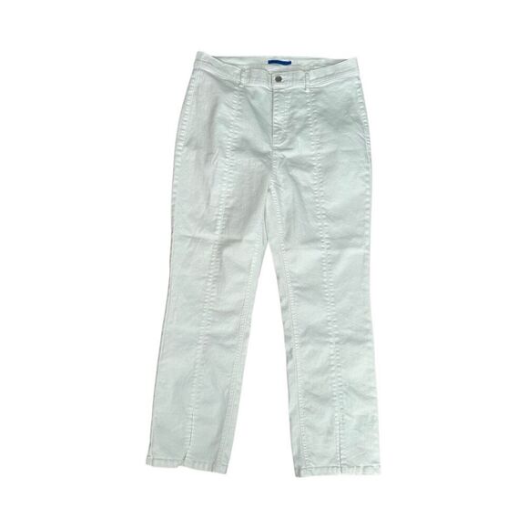 J. Mclaughlin Rainey Front Slit Straight Leg Front Seam Kick Flare White Jean 14 - Picture 3 of 15